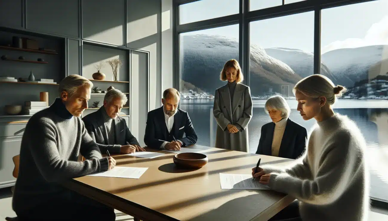 Norwegian family business signs governance agreement guided by mediator in winter light