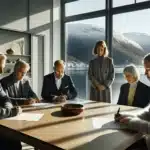Norwegian family business signs governance agreement guided by mediator in winter light